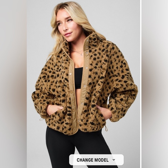 Fabletics Jackets & Blazers - Fabletics Tahoe Teddy Jacket Leopard Size Small